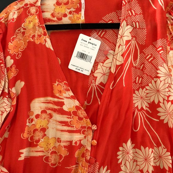 NWT Free People Mixed Print Twist Dress - Picture 4 of 4